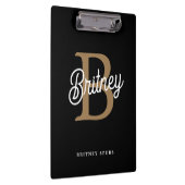 モダンモノグラエレガントム名ブラック・金ゴールド・スクリプト クリップボード (右)