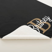 モダンモノグラエレガントム名ブラック・金ゴールド・スクリプト シェルパブランケット (3/4)