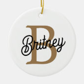 モダンモノグラエレガントム名ブラック・金ゴールド・スクリプト セラミックオーナメント (正面)