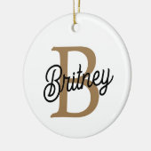 モダンモノグラエレガントム名ブラック・金ゴールド・スクリプト セラミックオーナメント (左)