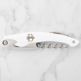 モダンモノグラエレガントム名ブラック・金ゴールド・スクリプト ソムリエナイフ