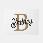 モダンモノグラエレガントム名ブラック・金ゴールド・スクリプト ドアマット (正面)