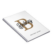 モダンモノグラエレガントム名ブラック・金ゴールド・スクリプト ノートブック (右側)