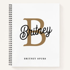 モダンモノグラエレガントム名ブラック・金ゴールド・スクリプト ノートブック
