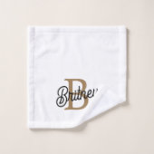 モダンモノグラエレガントム名ブラック・金ゴールド・スクリプト バスタオルセット (ウォッシュタオル)