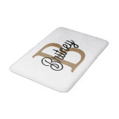 モダンモノグラエレガントム名ブラック・金ゴールド・スクリプト バスマット (アングル)