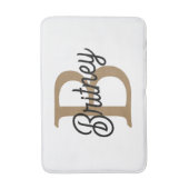 モダンモノグラエレガントム名ブラック・金ゴールド・スクリプト バスマット (正面縦)