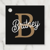 モダンモノグラエレガントム名ブラック・金ゴールド・スクリプト フェイバータグ (正面)