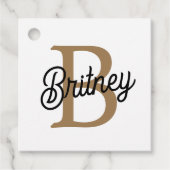 モダンモノグラエレガントム名ブラック・金ゴールド・スクリプト フェイバータグ (正面)