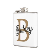 モダンモノグラエレガントム名ブラック・金ゴールド・スクリプト フラスク (左)