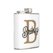 モダンモノグラエレガントム名ブラック・金ゴールド・スクリプト フラスク (右)