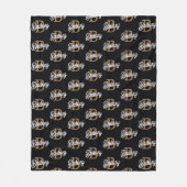 モダンモノグラエレガントム名ブラック・金ゴールド・スクリプト フリースブランケット (正面)