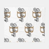 モダンモノグラエレガントム名ブラック・金ゴールド・スクリプト フリースブランケット (正面(横))