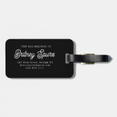 モダンモノグラエレガントム名ブラック・金ゴールド・スクリプト ラゲッジタグ (裏面横)