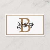 モダンモノグラエレガントム名ブラック・金ゴールド・スクリプト 名刺 (正面)