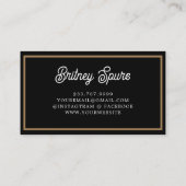 モダンモノグラエレガントム名ブラック・金ゴールド・スクリプト 名刺 (裏面)