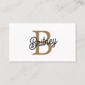 モダンモノグラエレガントム名ブラック・金ゴールド・スクリプト 名刺 (正面)