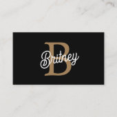 モダンモノグラエレガントム名ブラック・金ゴールド・スクリプト 名刺 (正面)
