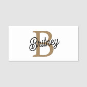 モダンモノグラエレガントム名ブラック・金ゴールド・スクリプト 名札 (正面)