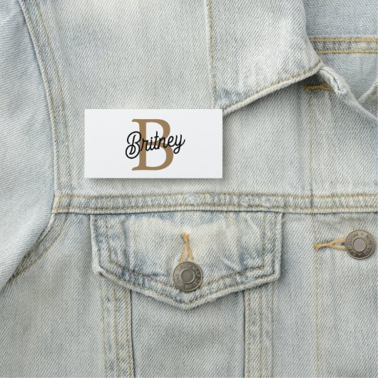 モダンモノグラエレガントム名ブラック・金ゴールド・スクリプト 名札 (インサイチュ)