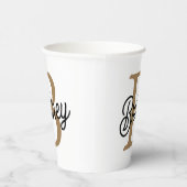 モダンモノグラエレガントム名ブラック・金ゴールド・スクリプト 紙コップ (右)