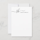 モダンモノグラエレガントム書パーソナライズされた ノートカード (正面)