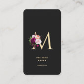 モダンモノグラエレガントムMフローラブラック金ゴールド 名刺 (正面)