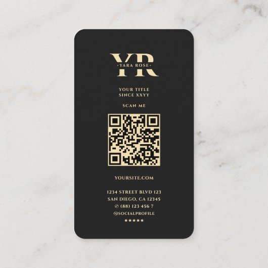 モダンモノグラエレガントムYフローラブラック金ゴールド 名刺 (裏面)