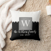 モダンモノグラカスタムム枕ブラックとホワイト クッション (ブランケット)
