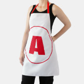 モダンモノグラスタイリッシュム赤イニシャル文字（白） エプロン (インサイチュ)