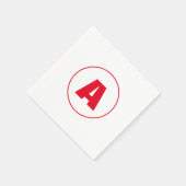 モダンモノグラスタイリッシュム赤イニシャル文字（白） スタンダードカクテルナプキン (角)