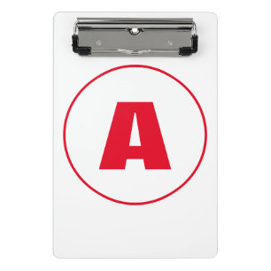 モダンモノグラスタイリッシュム赤イニシャル文字(白) ミニクリップボード