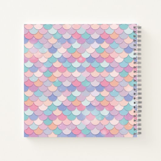 モダンモノグラムかわいらしマーメイドパウダーブルースケッチ ノートブック (裏面)