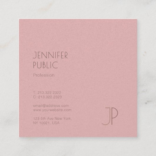 モダンモノグラムのイニシャルレターラグジュアエレガントリー スクエア名刺 (裏面)