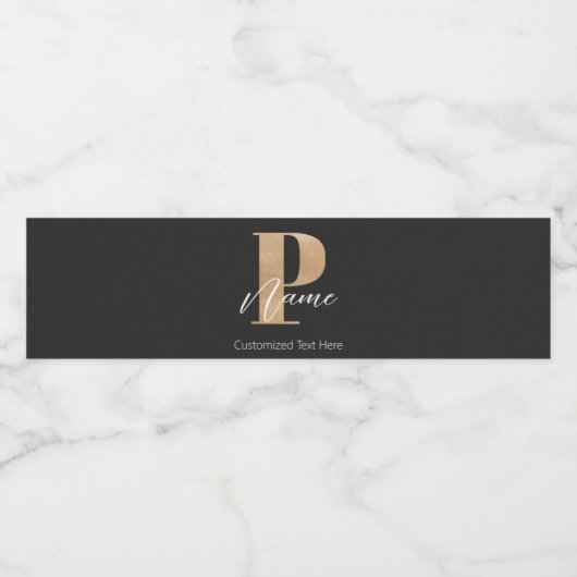 モダンモノグラムのイニシャル名パーソナライズされた ペットボトルラベル (シングルラベル)