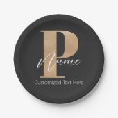 モダンモノグラムのイニシャル名パーソナライズされた ペーパープレート (正面)