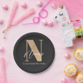 モダンモノグラムのイニシャル名パーソナライズされた ペーパープレート (パーティー)