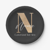 モダンモノグラムのイニシャル名パーソナライズされた ペーパープレート (正面)