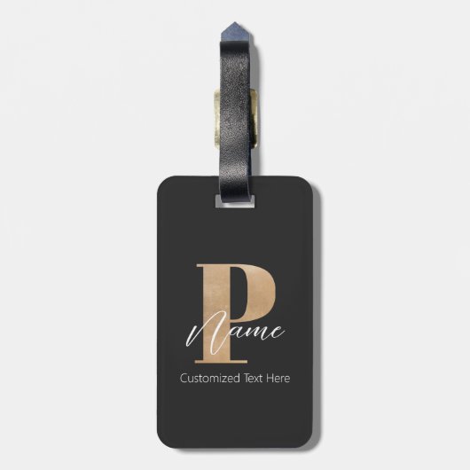 モダンモノグラムのイニシャル名パーソナライズされた ラゲッジタグ (裏面縦)