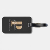 モダンモノグラムのイニシャル名パーソナライズされた ラゲッジタグ (裏面横)