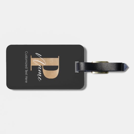 モダンモノグラムのイニシャル名パーソナライズされた ラゲッジタグ (裏面横)