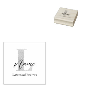 モダンモノグラムのイニシャル名パーソナライズされた ラバースタンプ