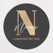 モダンモノグラムのイニシャル名パーソナライズされた ラベル (デザイン1)