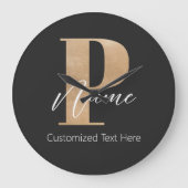 モダンモノグラムのイニシャル名パーソナライズされた ラージ壁時計 (正面)