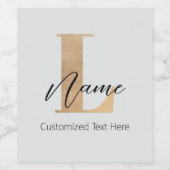 モダンモノグラムのイニシャル名パーソナライズされた ワインラベル (シングルラベル)