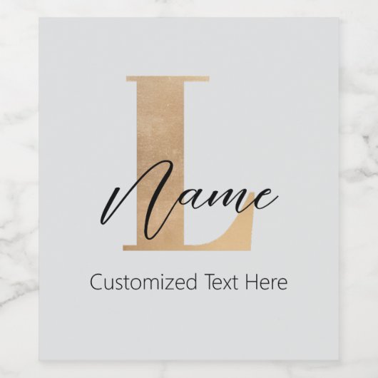 モダンモノグラムのイニシャル名パーソナライズされた ワインラベル (シングルラベル)