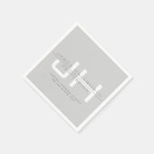 モダンモノグラムのイニシャル(または他の文字)グレー スタンダードカクテルナプキン (角)