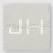 モダンモノグラムのイニシャル(または他の文字)グレー ストーンコースター (正面)