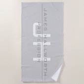 モダンモノグラムのイニシャル(または他の文字)グレー ビーチタオル (正面)