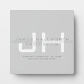 モダンモノグラムのイニシャル(または他の文字)グレー フォトプラーク (正面)